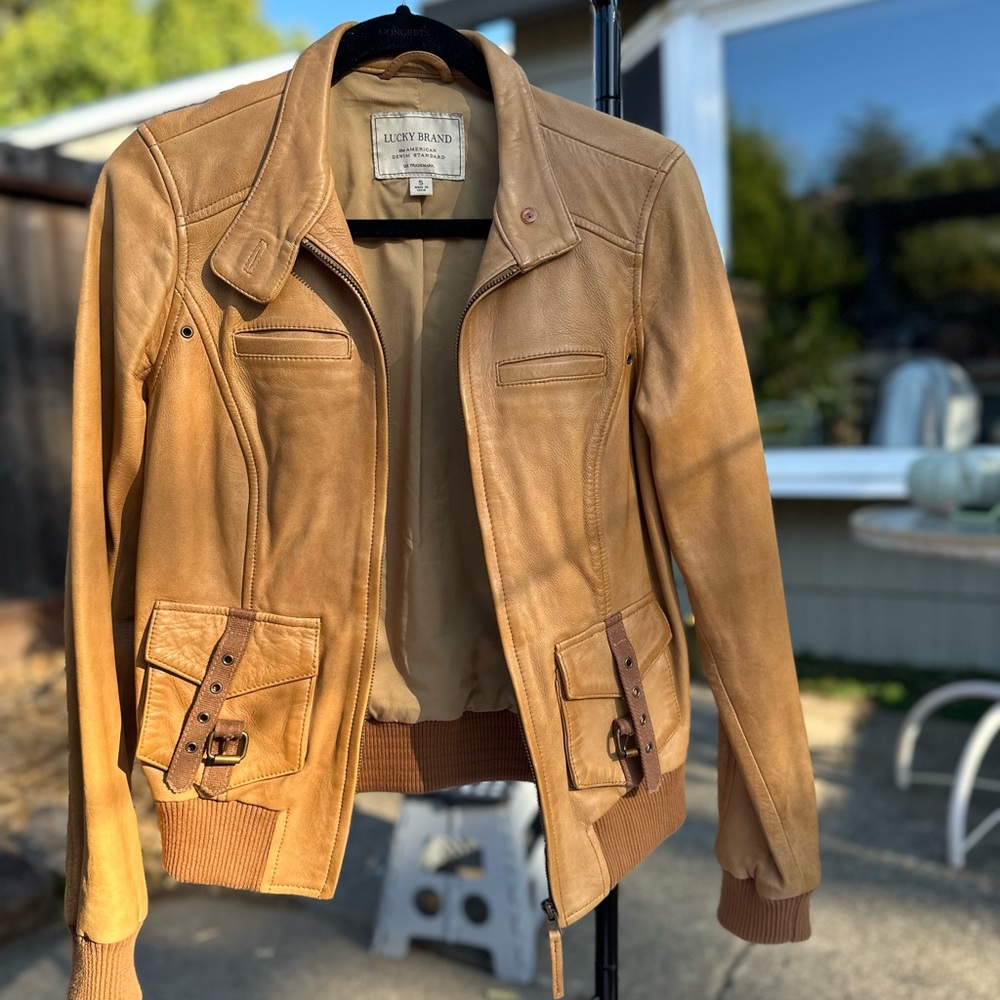2013 Lucky Brand Lamb Leather Bomber size Small
